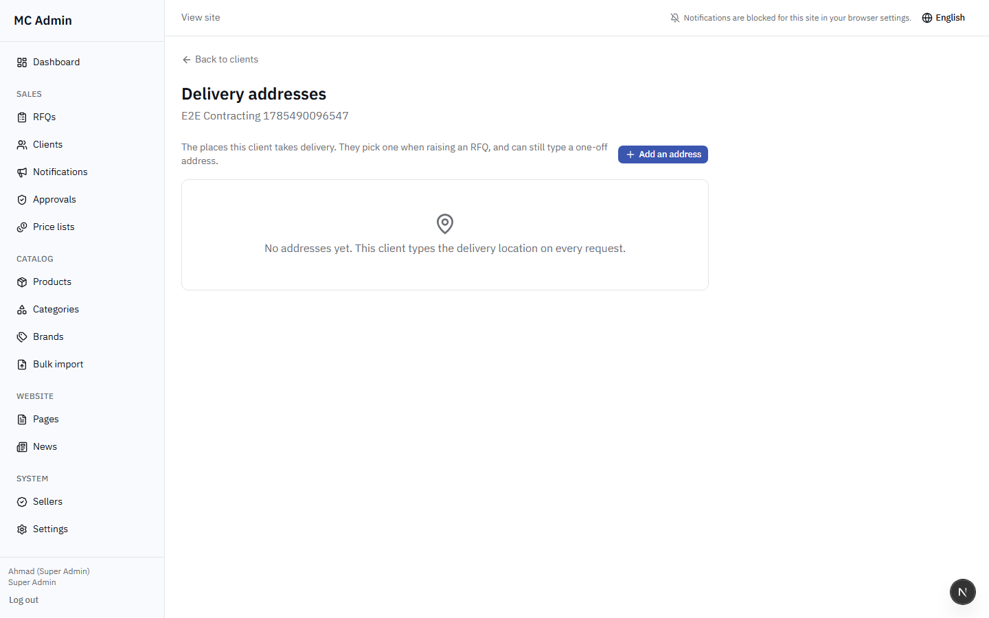 Client Address Management