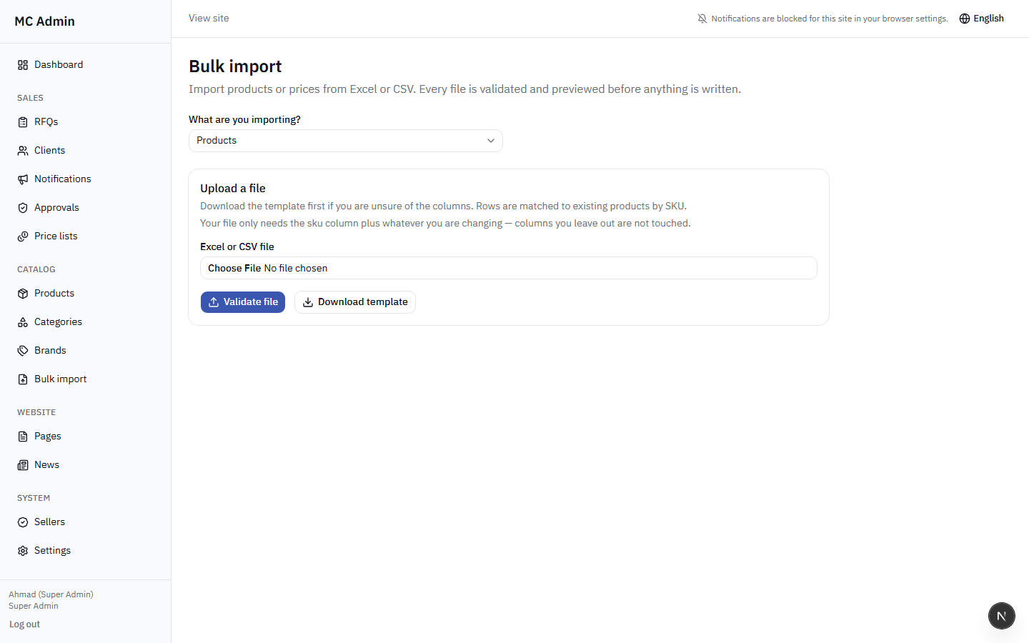 Bulk Import Tool