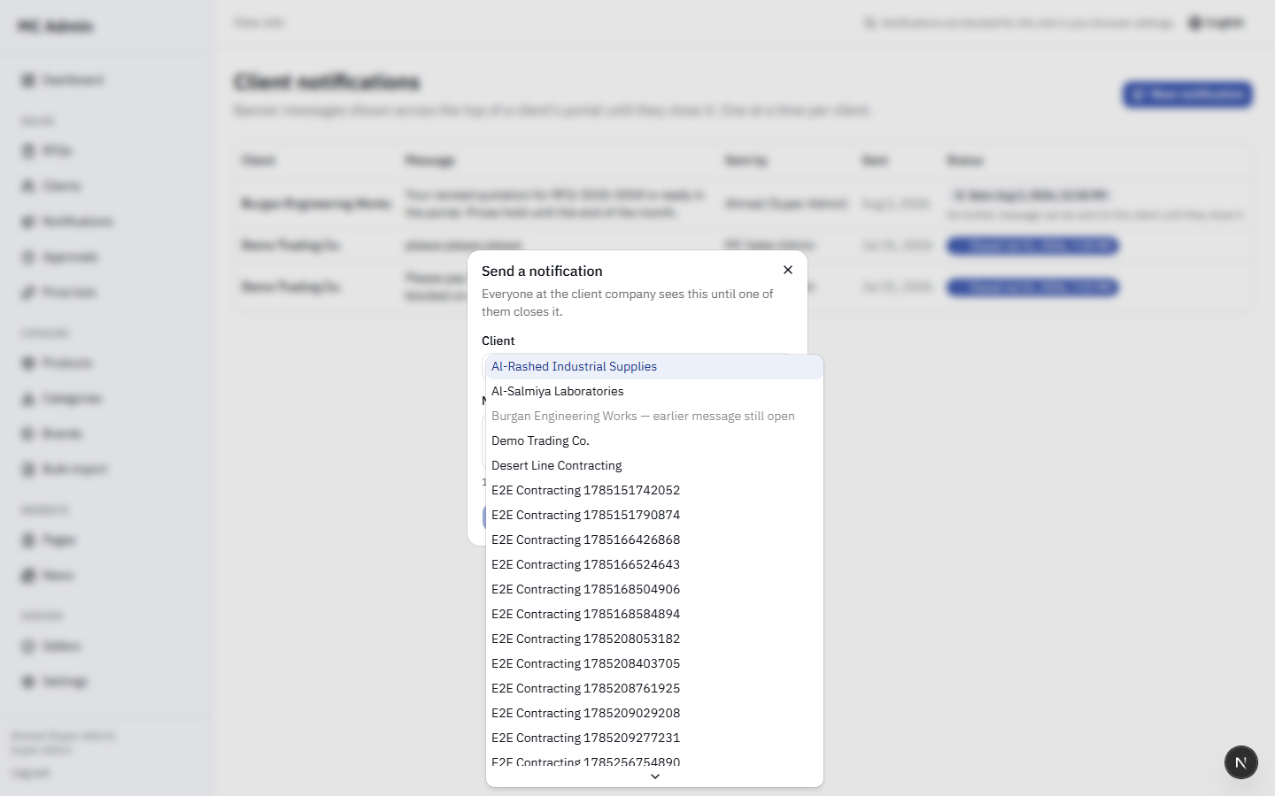 Notifications List