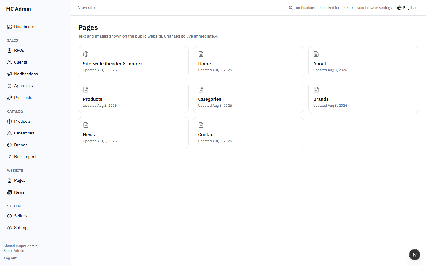 Pages List